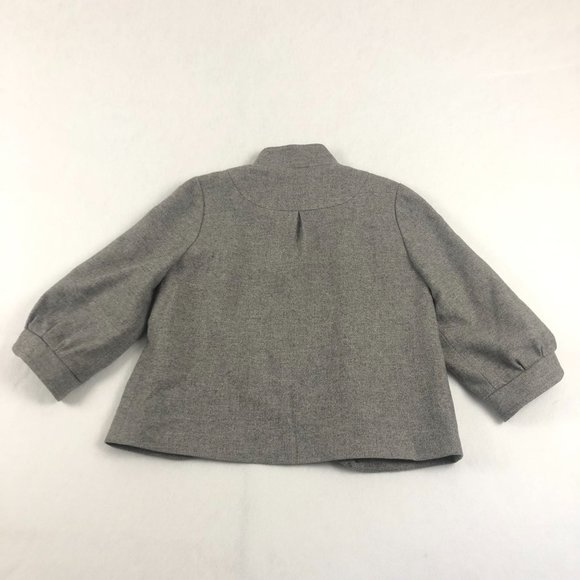 Halogen Women's Size Medium Grey Wool Blend Cropped 2 Button Herringbone Jacket - Picture 5 of 9